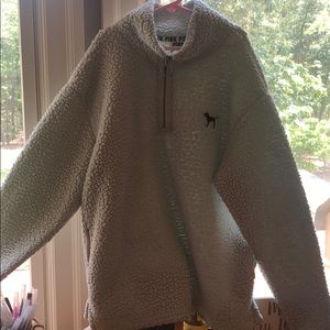 PINK light teal sherpa quarter zip